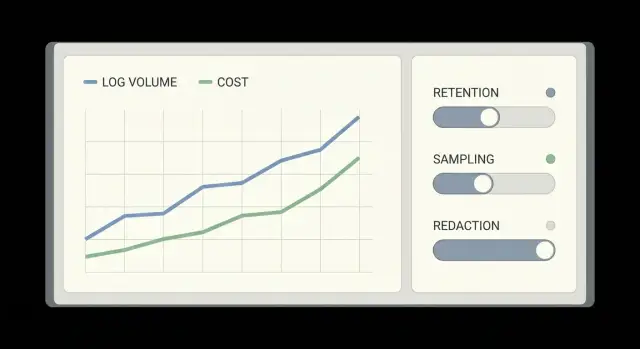 Logging cost control for prototypes: retention, sampling, redaction