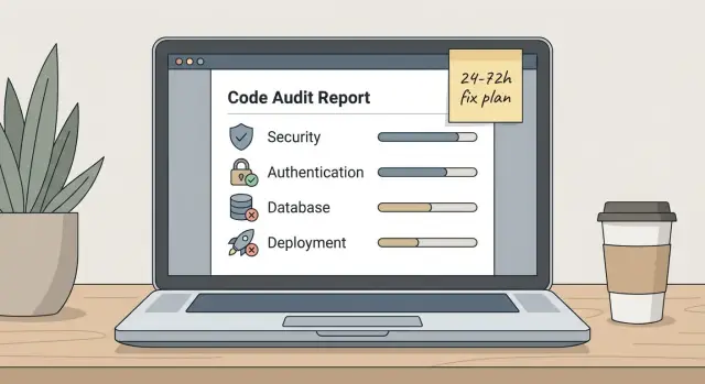Code audit for AI-generated apps: findings and a 72h plan