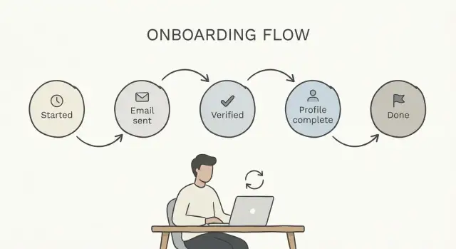 Onboarding state machine: stop half-finished signups
