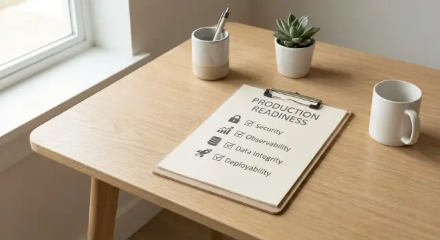 Production readiness checklist for AI-built apps: a scorecard