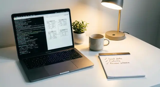 Reproducible local dev environment with seed data and fixtures