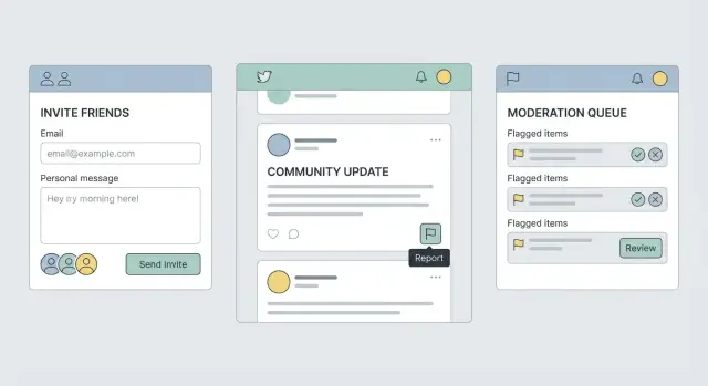 Community app moderation workflow for AI-built communities