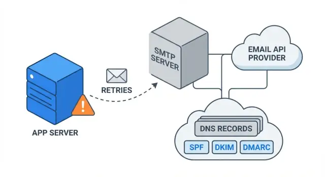 E-Mail-Sendeprobleme in Produktion beheben: SMTP, DNS, Retries
