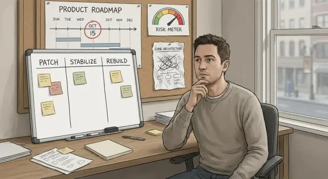 Patch, stabilize, or rebuild: a founder decision framework