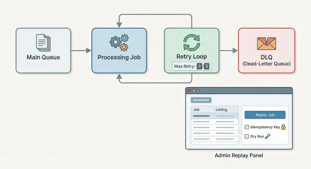 Dead-letter queue for background jobs: retries and safe replay