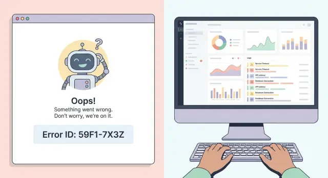 Hide stack traces from users with safe messages and IDs