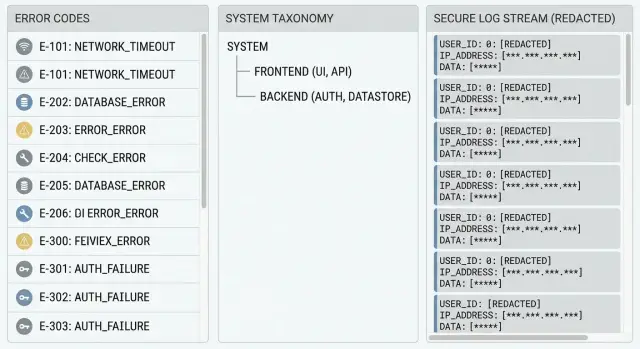 Consistent error codes: a small taxonomy and safer logs