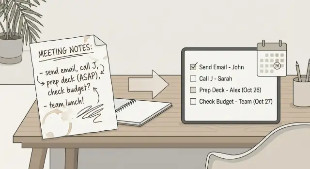 Turn meeting notes into actionable checklists in 30 minutes