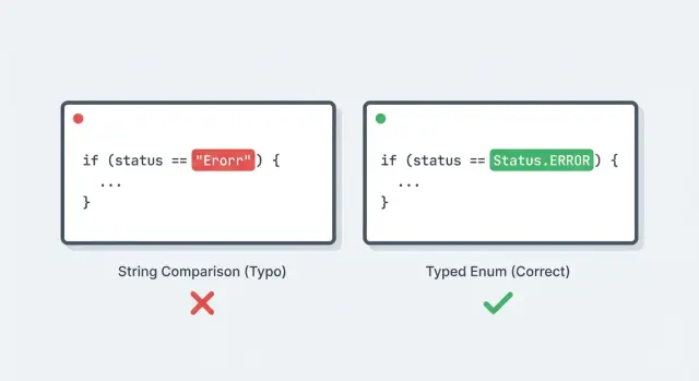Replace string status fields with enums to stop workflow typos