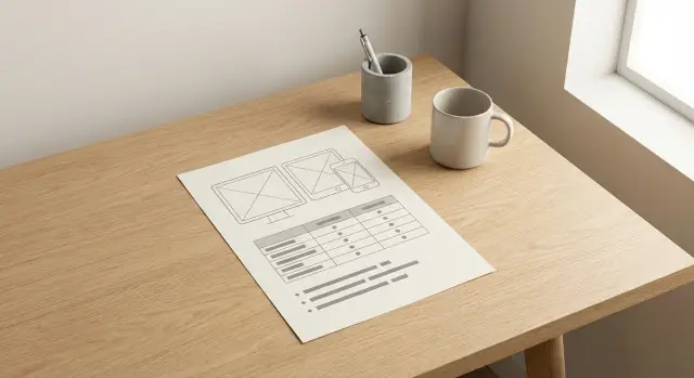 One-page product spec for AI builds: screens, fields, rules